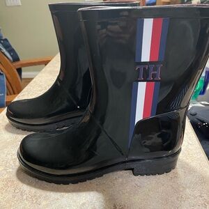 Tommy Hilfiger Glossy Black Rain Boots